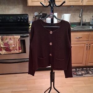 Women’s Brown Button-Front Knit Cardigan
